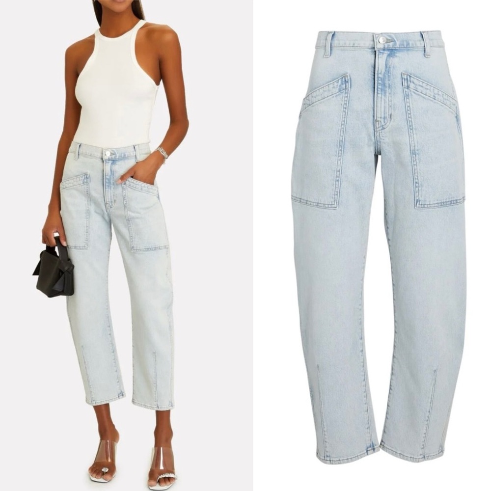 Veronica Beard Charlie Barrel Leg High Rise Jeans  in Aire w26